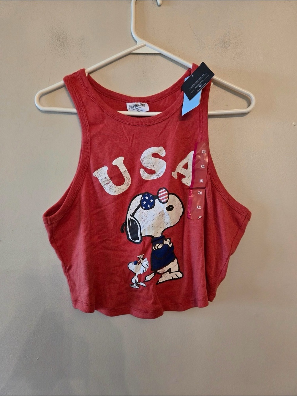 PEANUTS SNOOPY USA FITTED CROPPED TANK TOP SIZE Womens xxl